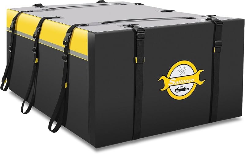 Sailnovo Car Rooftop Cargo Carrier Bag 20 Cubic, PVC Vehicle Soft-Shell Car Top Carrier for Cars with/Without Roof