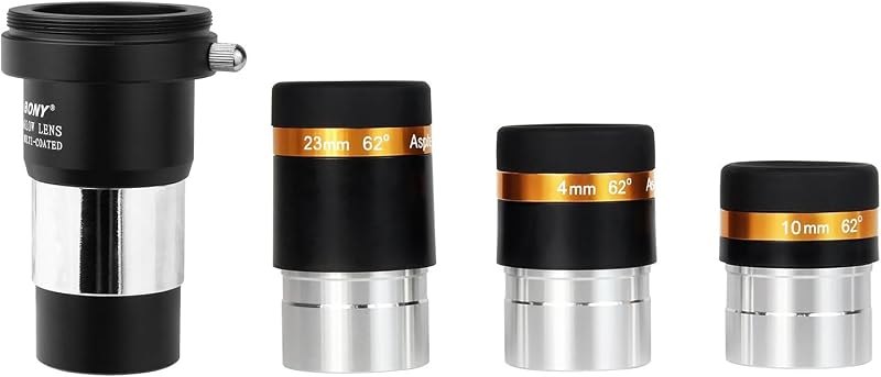 SVBONY Eyepieces 4mm Telescopes Lens and SVBONY 2X Barlow Lens, Wide Angle 62 Degree Aspheric Eyepiece HD Fully Coated
