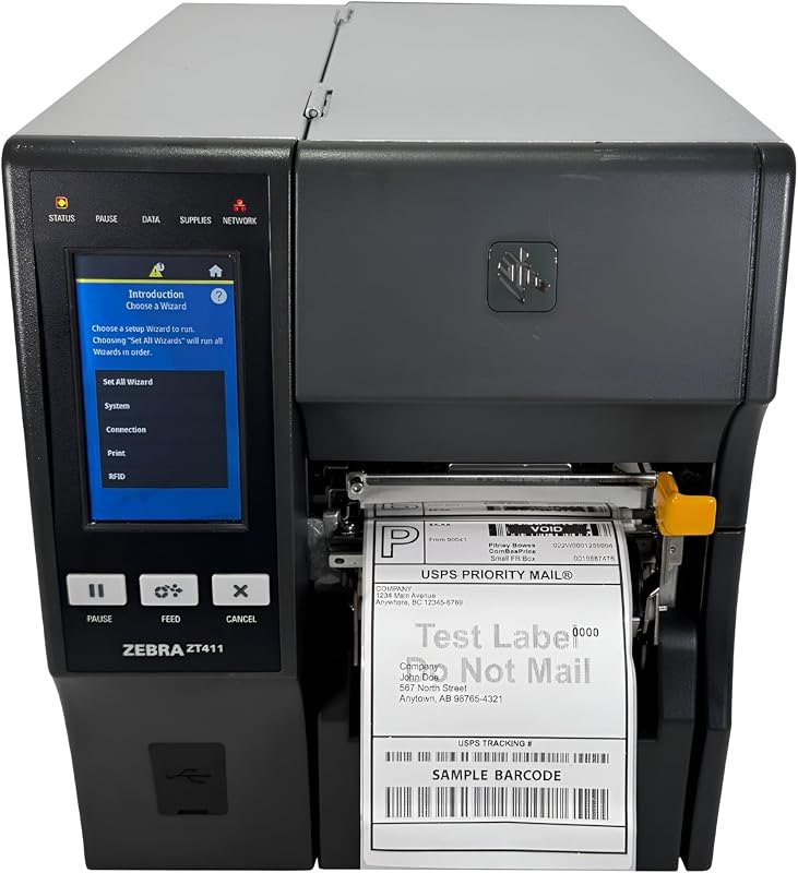 Zebra ZT411 Industrial Thermal Transfer Label Printer 300dpi Peel Rewind LAN USB Bluetooth ZT41143-T310000Z, Bundle