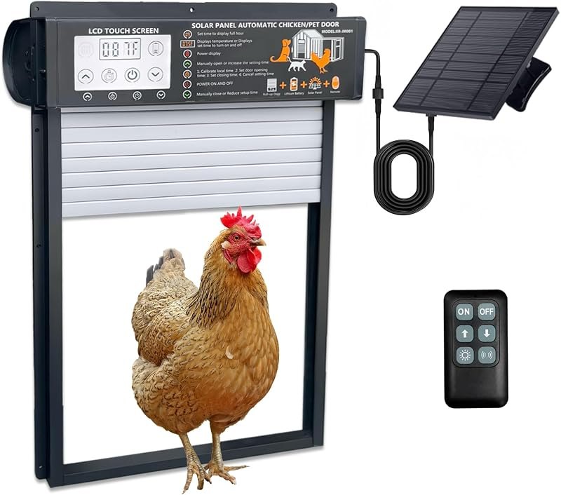 Automatic Chicken Coop Door, Solar Powered with Timer Remote — electric chicken coop door for electric chicken coop door