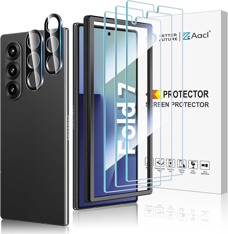 AACL 3 Pack for Samsung Galaxy Z Fold 7 Screen Protector Tempered Glass — screen protector for samsung galaxy fold