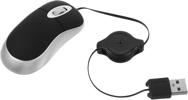 Retractable USB Optical Computer Mouse with Compact Design for Travel — computer mouse bungee for computer mouse bungee