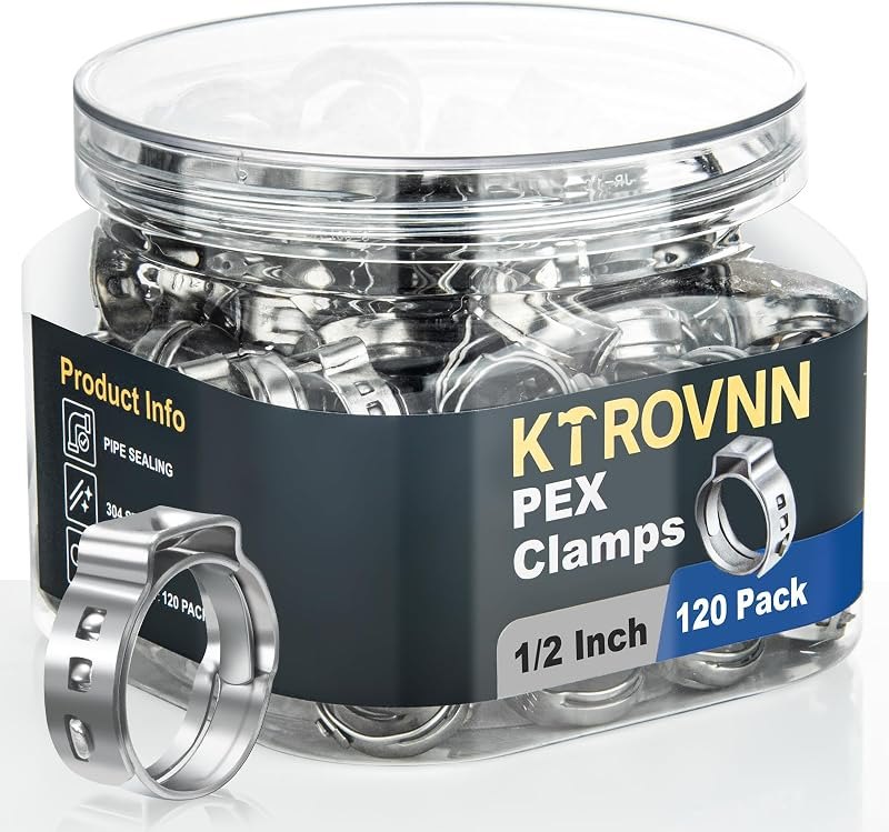 1/2 Inch PEX Crimp Rings 120 Pack for PEX Fittings Plumbing — pipe repair clamp for pipe repair clamp