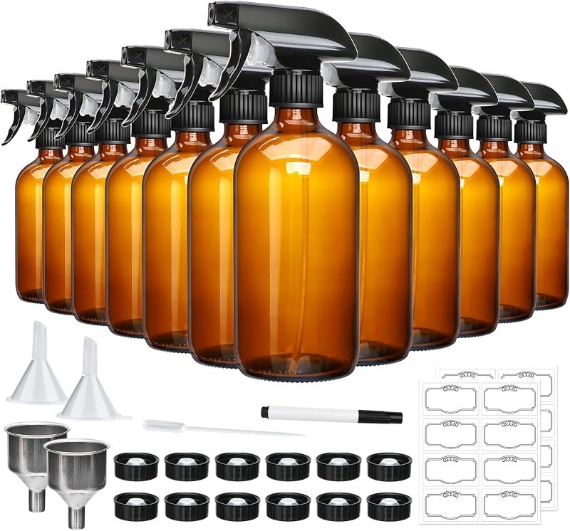 Maredash 16oz Amber Glass Spray Bottles,Glass Spray Bottles for Cleaning — Bleach Spray Bottle for bleach spray bottle