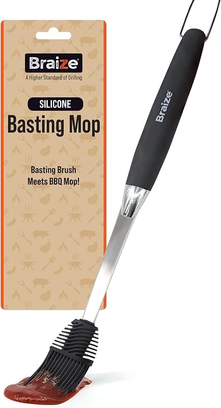 Silicone Basting Mop for Grilling, 16.5 Inch BBQ Sauce Brush — Roast Turkey Basting Brush for roast turkey basting brush