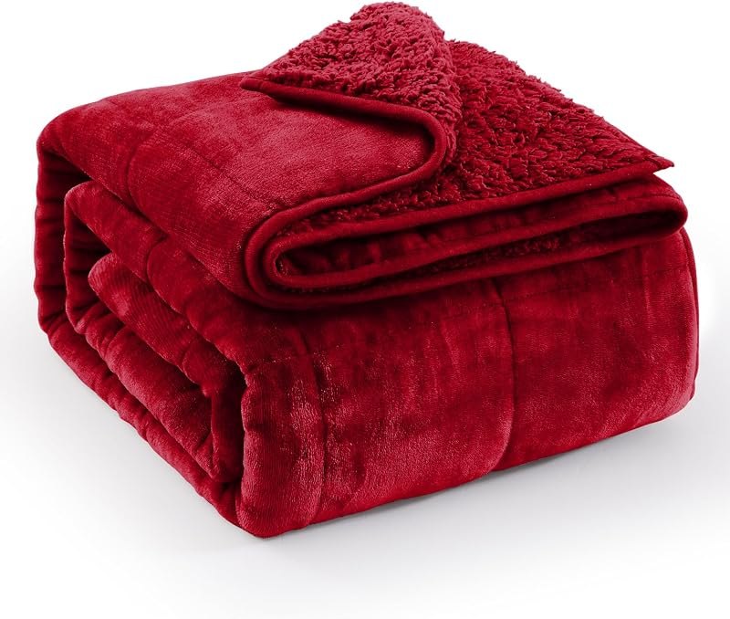 Ultra Soft Sherpa Weighted Blanket for Adults, 60"x80" 15lbs Heavy Blankets — full size weighted blanket for full size