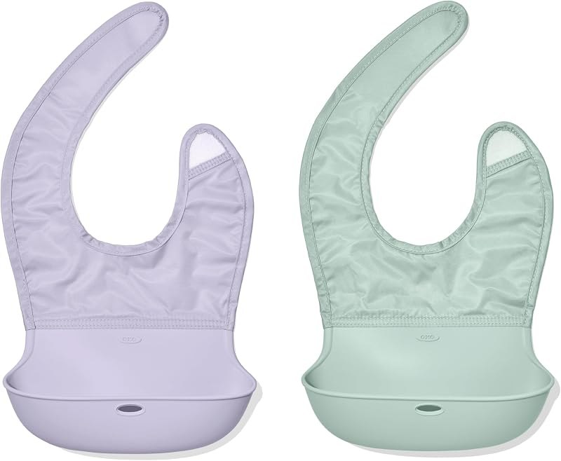 OXO Tot Roll-Up Bib, 2 Pack, Lilac, Opal, Baby Registry Essentials — best baby silicone bibs for baby silicone bibs