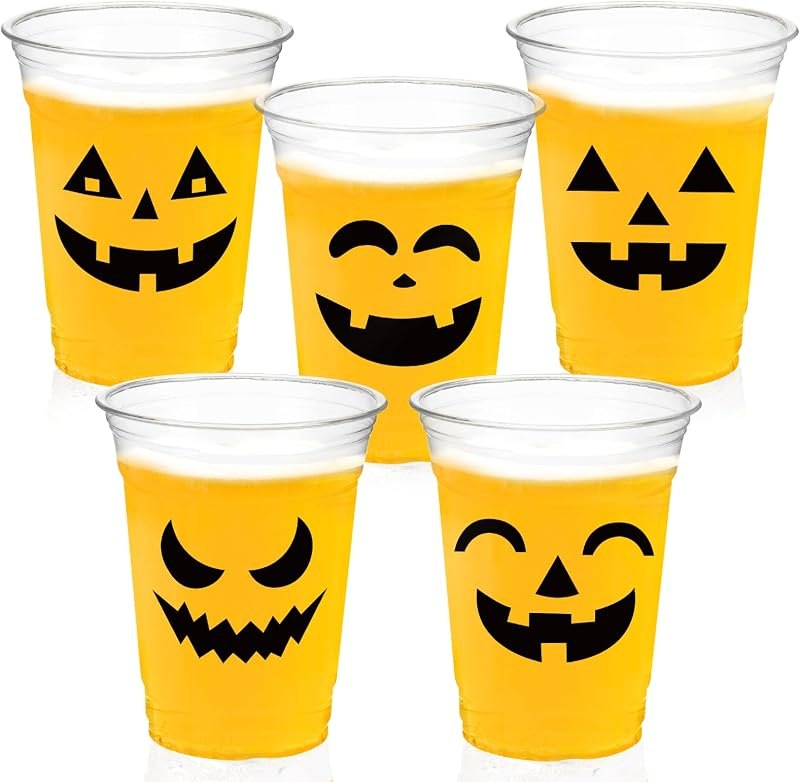 Halloween Party Decorations Pumpkin Plastic Cups for Kids Favor Supplies — halloween jack o lantern for halloween jack