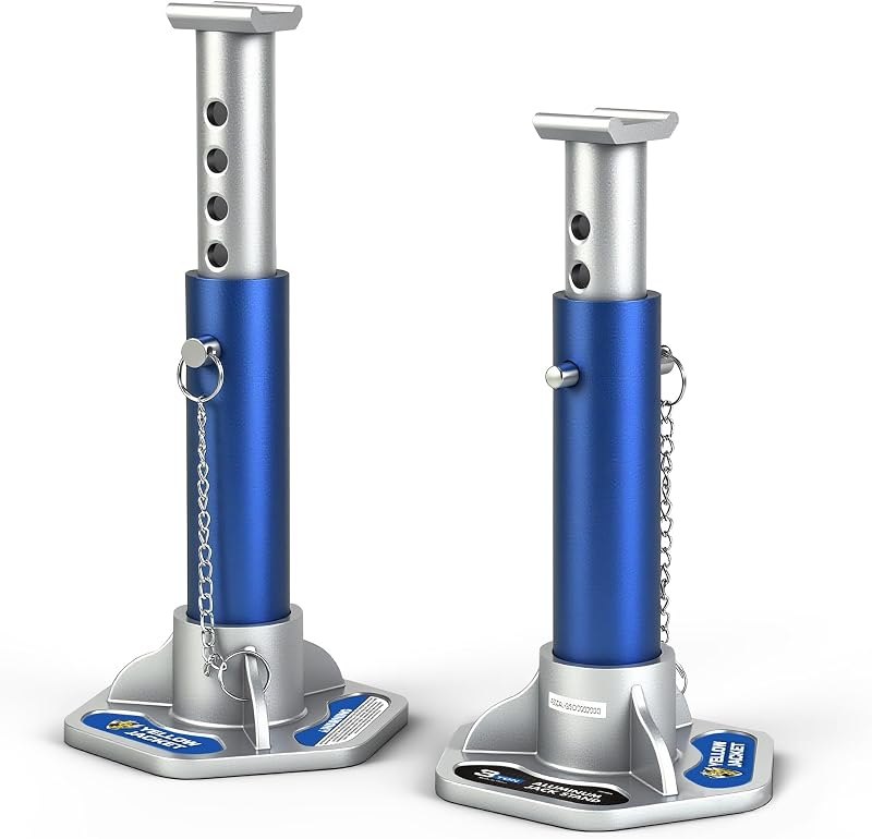YELLOW JACKET 3 Ton Aluminum Lightweight Jack Stands with Locking Support Pins for Cars, SUVs, and Light Duty Trucks