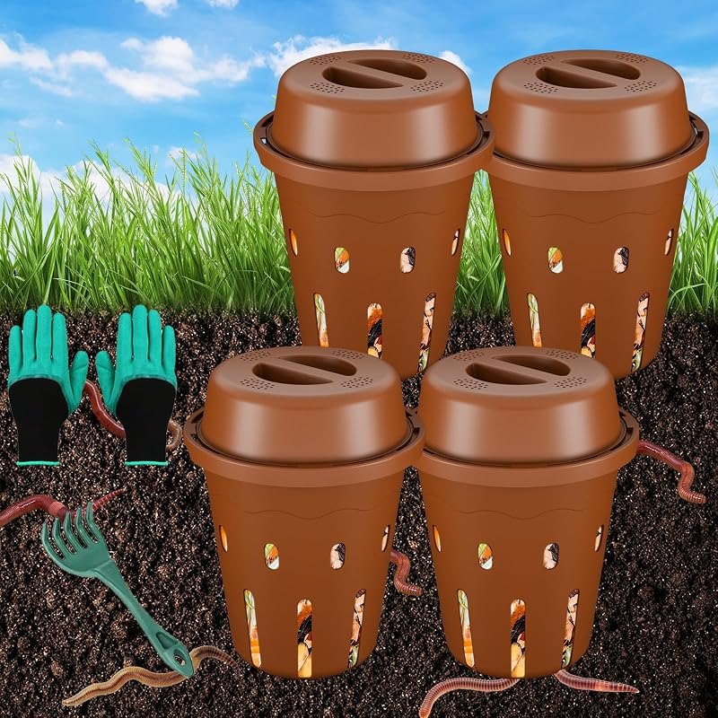 Inground Worm Composter, Mini Underground Worm Farm for Garden Beds, Outdoor Worm Compost Bin for Food Waste
