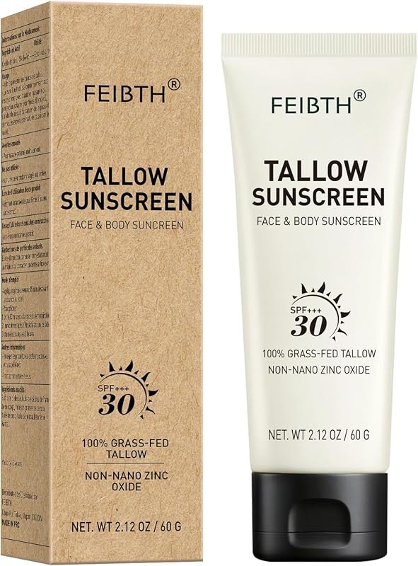 Tallow Sunscreen, Beef Tallow Sunscreen with Zinc Oxide, Non-Greasy Formula for Face and Body, Travel Size 2 oz — zinc