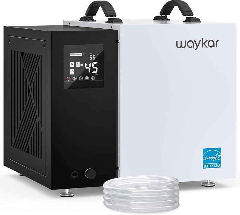 Waykar 70 Pint Energy Star Crawl Space Dehumidifier with Pump & Drain Hose for Basements, Commercial & Water Damage