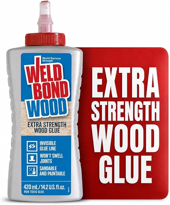Weldbond Extra Strength Wood Glue for Woodworking, Furniture Repair & DIY Projects - Non-Toxic, Invisible Line