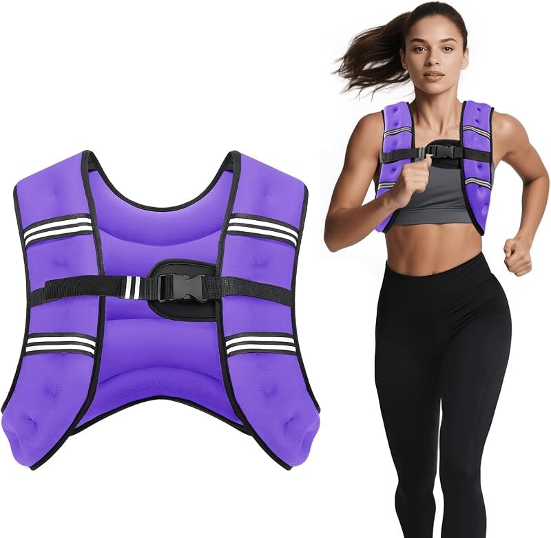 Ragebby Weighted Vest, 6lb/8lb/12lb/16lb/20lb/30lb for Men, Women with Reflective Stripe, Weight Vests Adjustable for