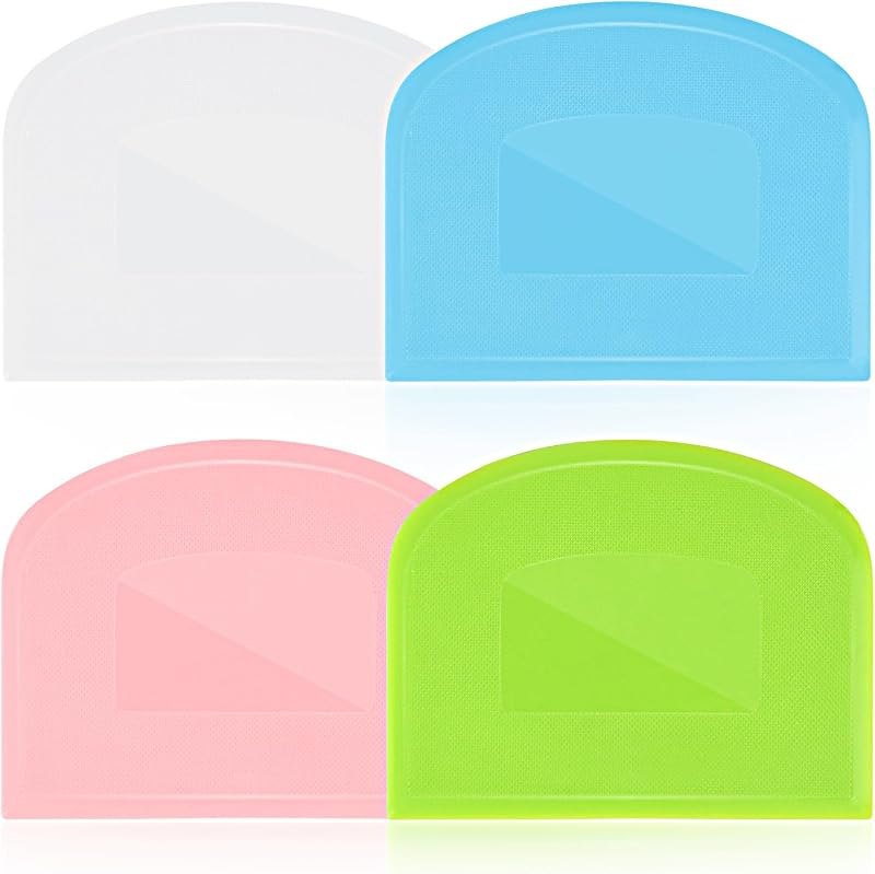 Sourdough Scraper Tool, 4 Pcs Flexible Bowl Scraper for Baking Bread Dough — baking bench scraper for baking bench