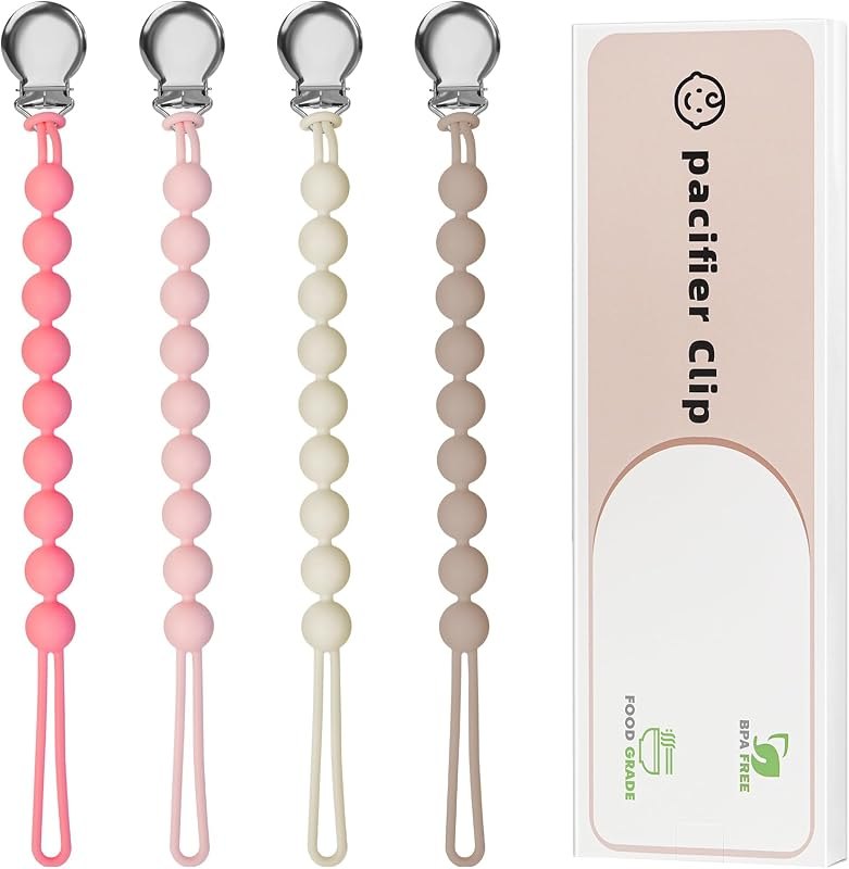 Pacifier Clips for Baby Girls Boys - Loviomad Silicone Paci Clip for Philips Avent Soothie Binky Holder, Baby Newborn