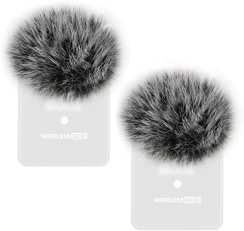 Premium Furry Windscreen Windshield Dead-cat for Rode Wireless Go Microphones (2PCs-Gray, Rode Wireless Go II)