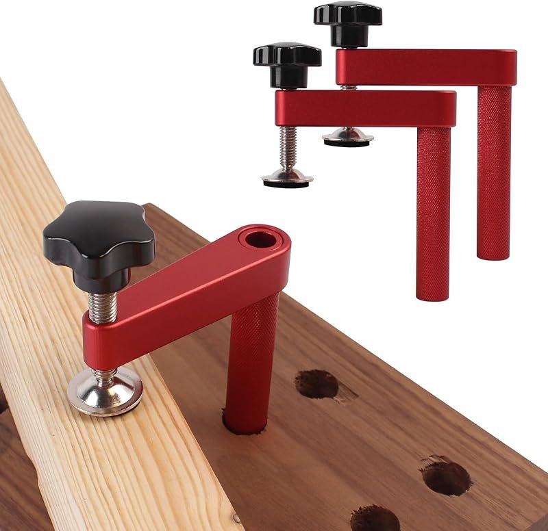 2 Pack 3/4"(19mm) Stable Fast Hold Bench Dog Hole Clamps,Adjustable Aluminum Table Clamp for 3/4 inch Dog