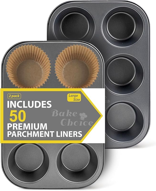 Bake Choice 2 Jumbo Muffin Pan for Baking, Extra Large Cupcake Pan — Cupcake Baking Pan Set for cupcake baking pan set