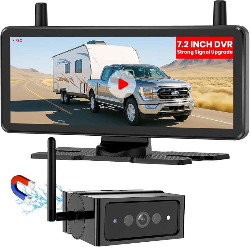 AUTO-VOX 7.2 Inch Magnetic Wireless Backup Camera, No Wiring 1 Min Install — auto backup camera for auto backup camera