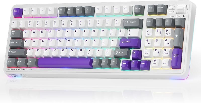 Machenike KG98 Mechanical Keyboard,Hot Swappable Custom Gaming Keyboard,Pre-lubed Linear Switches,RGB Sidelit,Tri-Mode