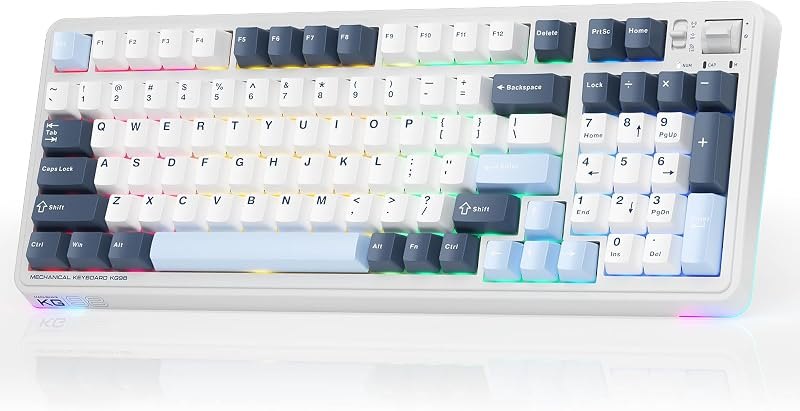 Machenike KG98 Mechanical Keyboard,Hot Swappable Custom Gaming Keyboard,Pre-lubed Linear Switches,RGB Sidelit,Tri-Mode