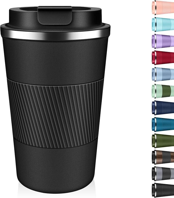 Insulated Coffee Tumbler 12 oz, Stainless Steel Coffee Mug with Lids, Travel Coffee Mug Leak Proof, Double Wall Vacuum