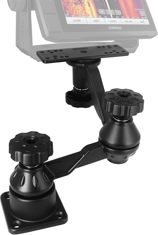 Heavy Duty Fish Finder Mount for 7"-16" Screens, Dual-Joint Arm — 12 inch fish finder screen for inch fish finder screen