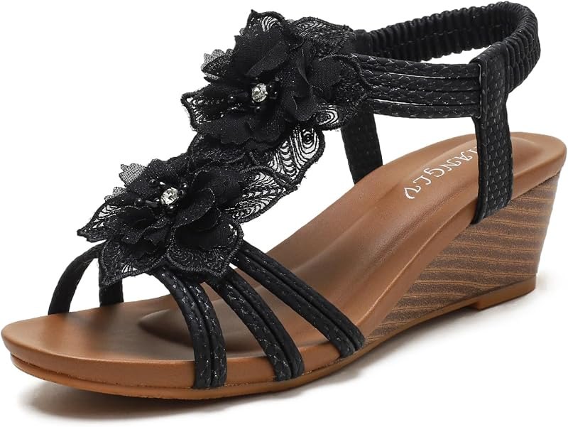Women's Wedge Sandals Sweet Flower Bohemia Summer Beach Shoes — best heels wedge sandal for heels wedge sandal