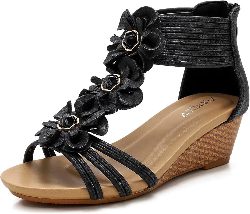 Women's Wedge Sandals Sweet Flower Bohemia Summer Beach Shoes — heels wedge sandal for heels wedge sandal