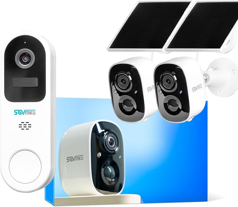 SOVMIKU Vicohome Solar Security Camera Wireless Outdoor & Video Doorbell, Easy to Setup,PIR Motion Detection,Two Way