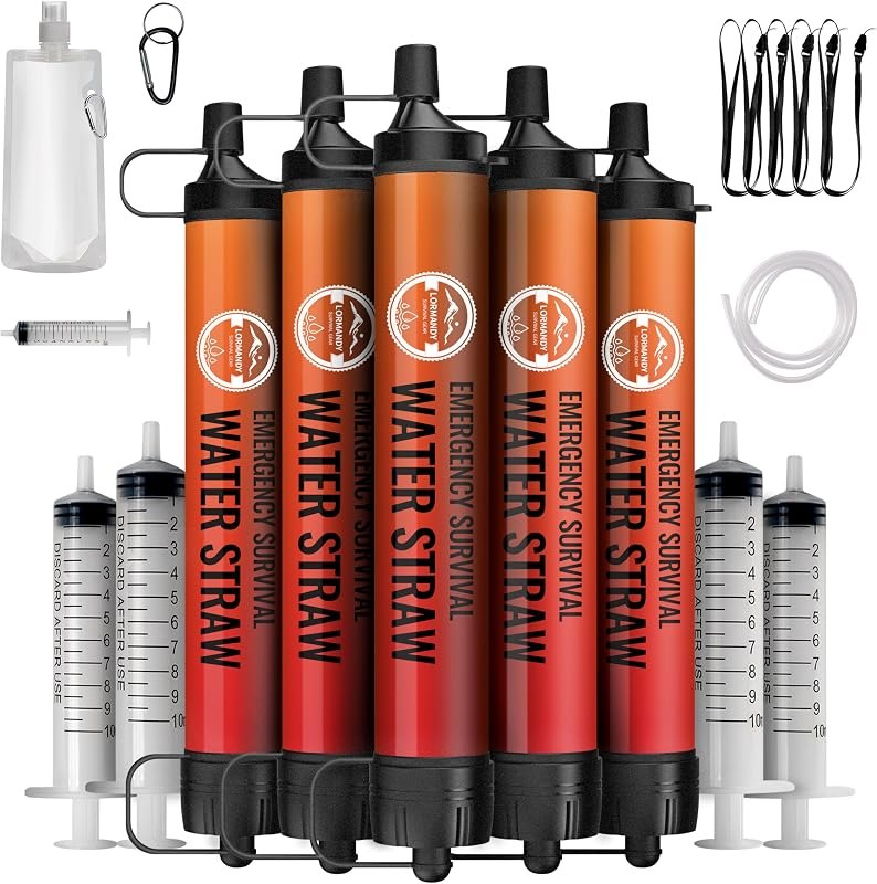 Straw Water Filter 5 Pack - Outdoor Camping & Hiking Survival Gear — outdoor water filter for outdoor water filter