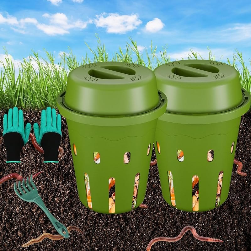 Inground Worm Composter, Mini Underground Worm Farm for Garden Beds, Outdoor Worm Compost Bin for Food Waste