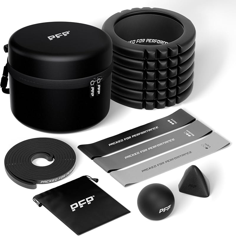 Mobility Pack, 6-Piece Workout Set - At Home & On-the-Go Exercise Recovery Tools - Foam Roller, Extended Performance &