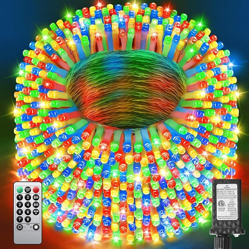 Multicolor Christmas Lights 552FT 1400LED, Extra Long Outdoor String Lights Waterproof, Timer & Memory, 8 Modes