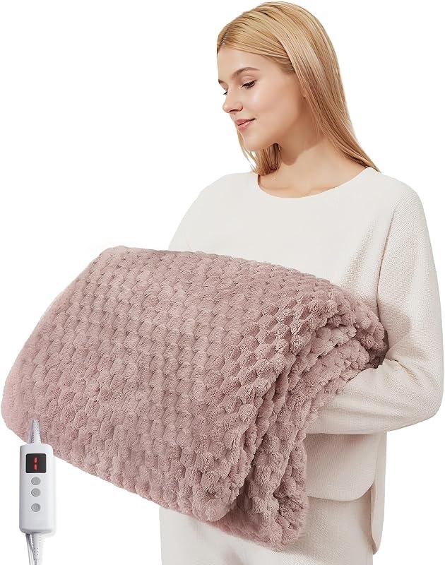 GarveeHome Heated Blanket Electric Blanket Throw Size 50 in x60 in, 6 Heating Levels & 9 Hours Auto Shut Off, Cozy