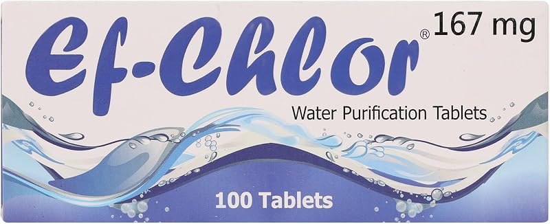 Ef-Chlor Water Purification Tablets 167 mg - Potable Water Treatment Ideal for Emergencies, Survival, Travel, and
