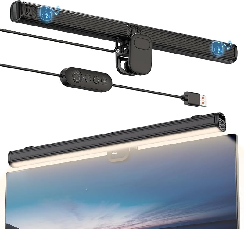Smiling Shark Monitor Light Bar with Magnetic 3 Color Temperature Dimmable — laptop screen light bar for laptop screen