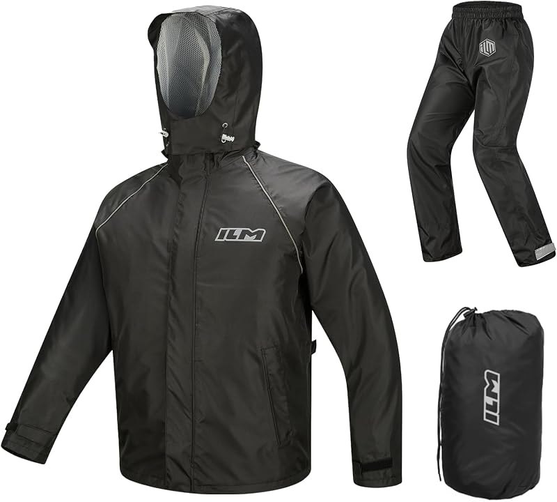 ILM Motorcycle Rain Suit 2-Piece Waterproof, Breathable Model RS03