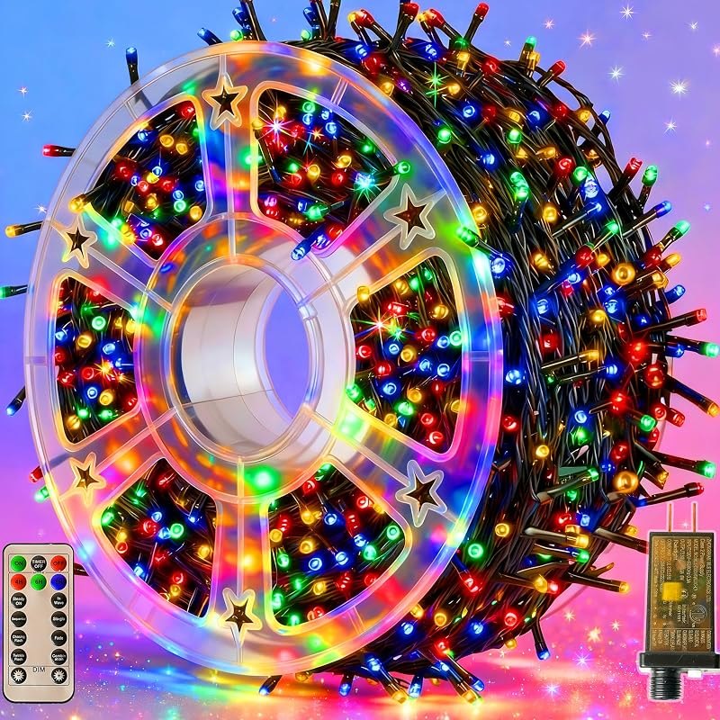 328FT Multicolor Christmas Lights, 1000LED Outdoor Halloween String Lights — floodlight christmas lights for