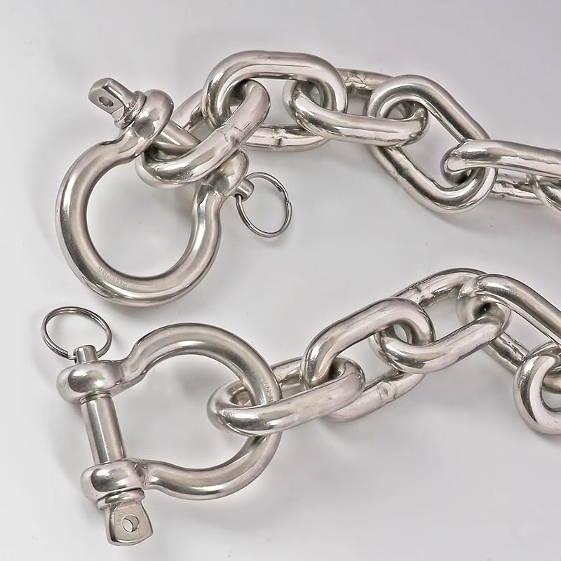 316 Stainless Steel Boat Anchor Chain with 2 Pcs Anti-Off Shackles, Marine Grade — boat anchor roller for boat anchor