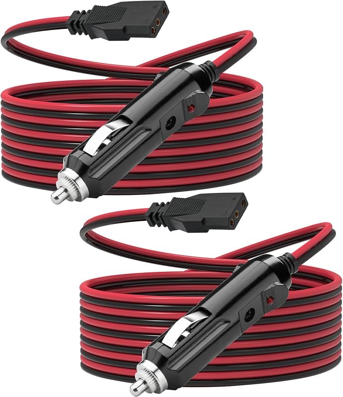 Ullnosoo 2 Pack CB Radio Power Cord, 3 Pin 2-Wire with 12V Lighter Plug Compatible with Cobra Galaxy Stryker Midland