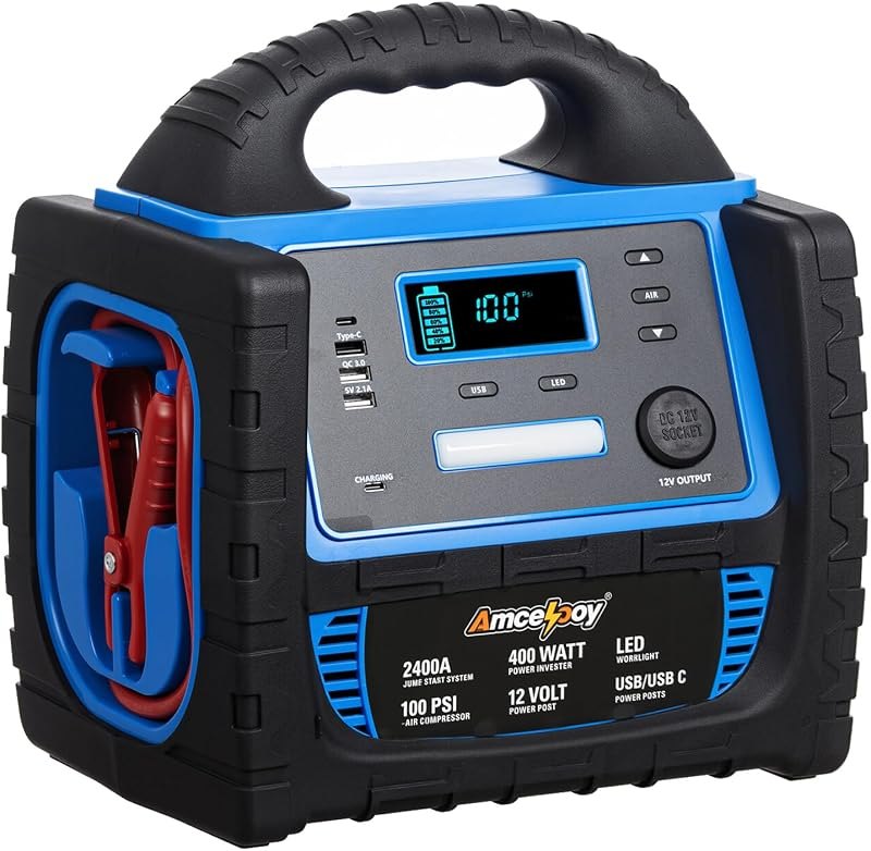 2400A Car Battery Jump Starter and Portable Power Station — inverter air compressor for inverter air compressor