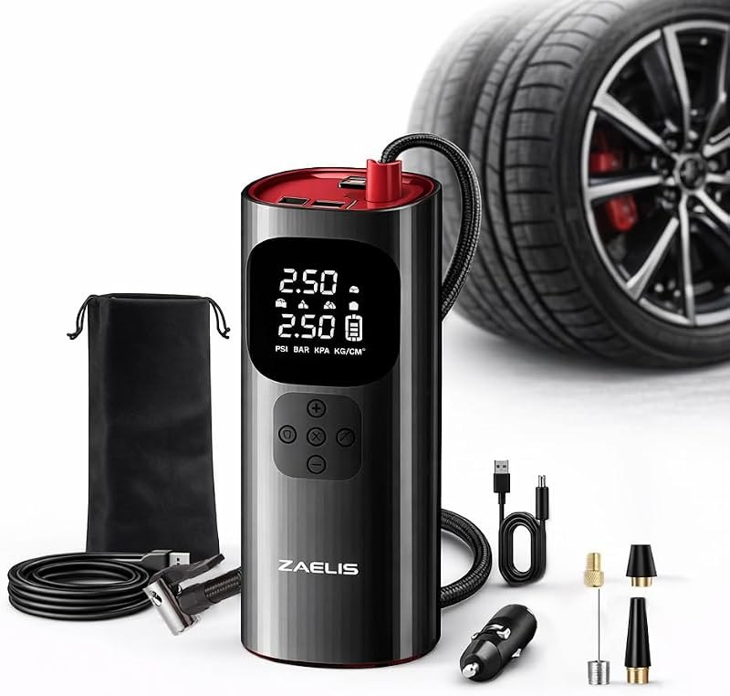 Tire Inflator Portable Air Compressor - 3X Faster 150PSI Air Pump for Car Tires, 12V DC Cordless Tire Inflator with