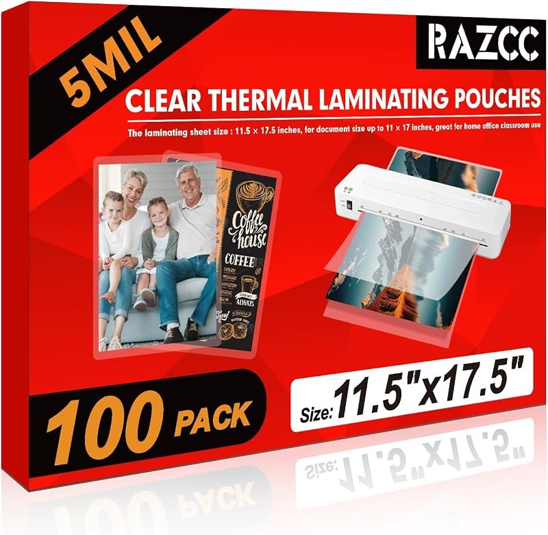 Laminating Sheets, 500 Pack Clear Thermal Laminating Pouches, 11 x 17-Inch, 5mil, Fit for Office or School Supplies —