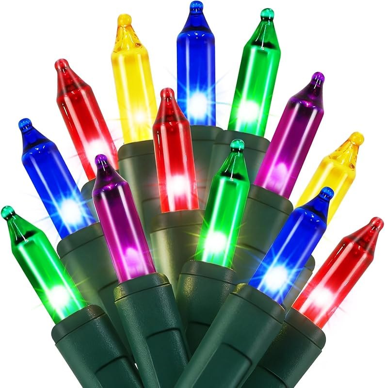 Multicolor Christmas String Lights, 100 Count, Incandescent Mini Christmas Lights, Connectable Xmas Tree Light for