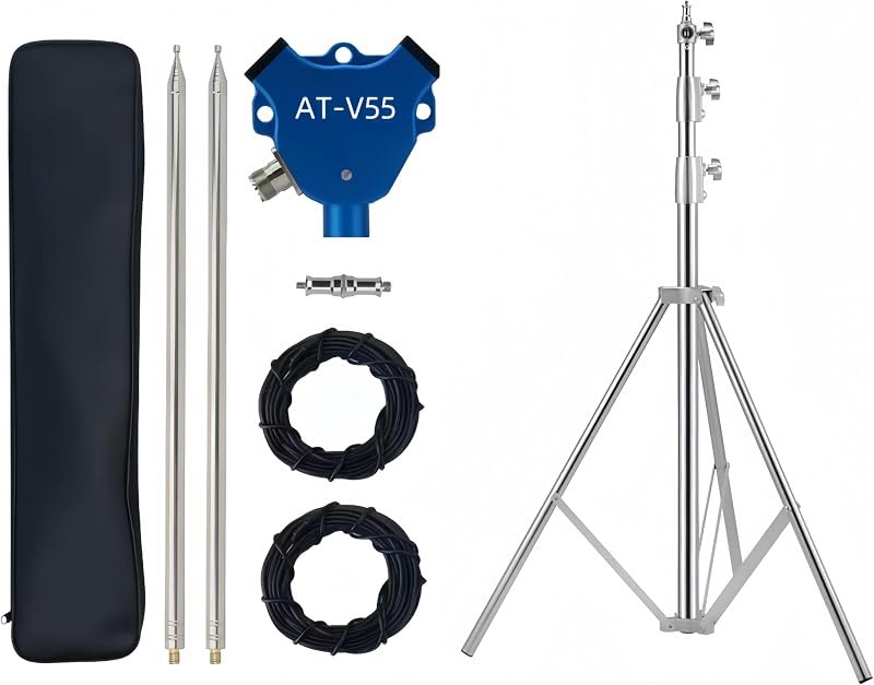 AT-V55 Portable HF/VHF/UHF Antenna Kit with Tripod, Covers 7 — best ham radio antenna tuner for ham radio antenna tuner
