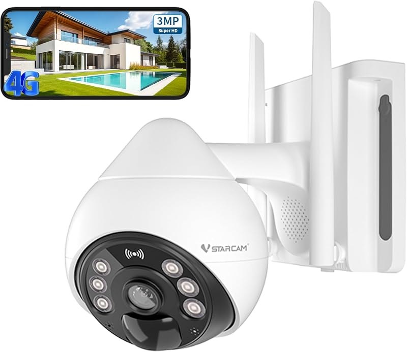 VSTARCAM 4G Cellular Security Cameras Wireless Outdoor, 3MP Battery Powered Cameras for Home Surveillance, Motion