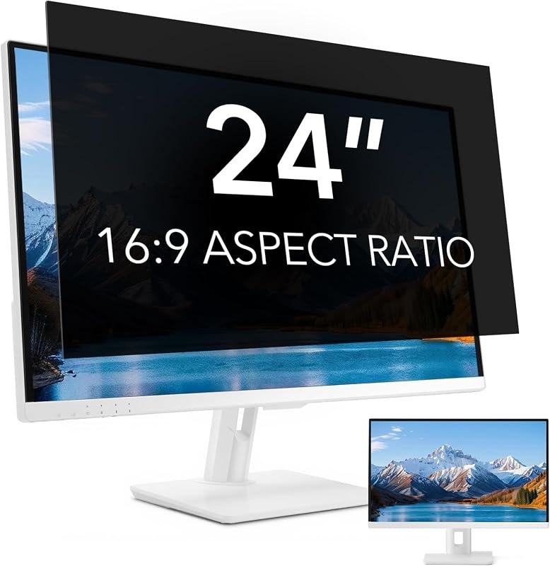 24 inch Computer Privacy Screen Filter for 16:9 Aspect Ratio Widescreen Monitor,24in Curved Computer Monitor Privacy
