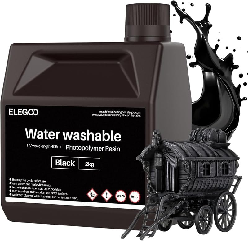 ELEGOO Water Washable Resin, High Precision 3D Printer Resin, 405nm Fast UV-Curing Photopolymer Resin, Compatible with